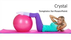  Presentation with fitness pregnancy - Presentation theme with mat exercise - beautiful fitness girl and boll background and a  colored foreground