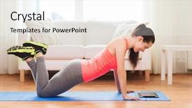  Presentation with diet low carb concept healthy - Beautiful PPT theme featuring mat exercise - fitness home technology and diet backdrop and a white colored foreground