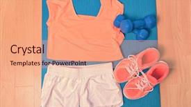  Presentation with fitness clothing - Audience pleasing PPT theme consisting of mat on the floor matching backdrop and a coral colored foreground
