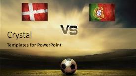  Presentation with denmark - Slide set consisting of match between denmark and portugal background and a yellow colored foreground