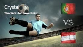  Presentation with football field - Audience pleasing PPT layouts consisting of match between two national team backdrop and a  colored foreground