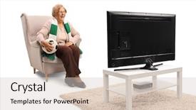  Presentation with game - Slides having match box - happy senior woman sitting background and a  colored foreground