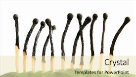  Presentation with death - Amazing PPT theme having match sticks in a row backdrop and a lemonade colored foreground