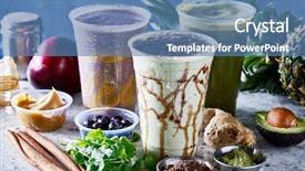  Presentation with smoothies - Beautiful PPT theme featuring matcha acia and guarana backdrop and a teal colored foreground