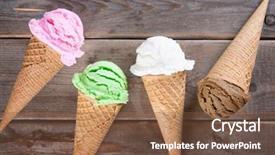  Presentation with vanilla - Audience pleasing PPT theme consisting of matcha and strawberry ice cream backdrop and a tawny brown colored foreground