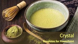  Presentation with powdered - Amazing theme having matcha fine powdered green tea backdrop and a tawny brown colored foreground
