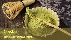  Presentation with matcha green tea - PPT layouts consisting of matcha fine powdered green tea background and a tawny brown colored foreground
