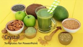  Presentation with fruit drink - PPT theme enhanced with matcha flax chia and hemp background and a yellow colored foreground