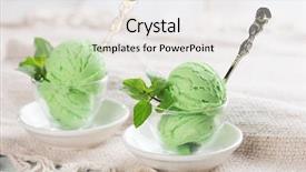  Presentation with honeydew - Colorful theme enhanced with matcha green tea - scoop of honeydew ice cream backdrop and a white colored foreground