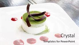  Presentation with matcha green tea - Audience pleasing slide set consisting of matcha green tea cake cheesecake backdrop and a sky blue colored foreground