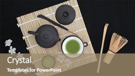  Presentation with matcha green tea - Presentation design consisting of matcha green tea ceremony background and a coral colored foreground