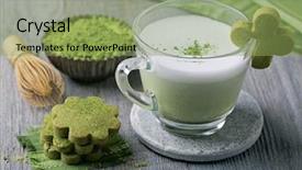  Presentation with matcha - PPT theme featuring matcha green tea latte background and a seafoam green colored foreground