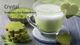  Presentation with matcha green tea - Amazing PPT layouts having matcha green tea latte backdrop and a mint green colored foreground