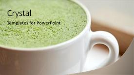  Presentation with matcha - Colorful PPT theme enhanced with matcha green tea latte backdrop and a mint green colored foreground