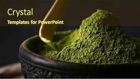  Presentation with matcha - PPT theme enhanced with matcha-green-tea-powder-hillin background and a tawny brown colored foreground
