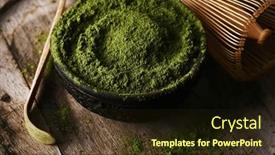  Presentation with matcha - Presentation design with matcha-green-tea-powder background and a wine colored foreground
