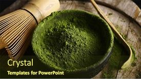  Presentation with matcha green tea - Presentation design featuring matcha-green-tea-powder background and a tawny brown colored foreground