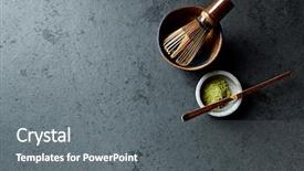  Presentation with matcha green tea - Presentation theme consisting of matcha green tea tea whisk background and a gray colored foreground