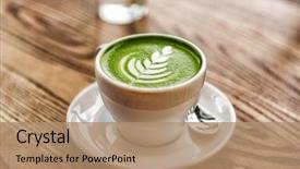  Presentation with foam - Theme enhanced with matcha latte green milk foam background and a coral colored foreground