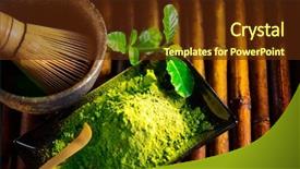  Presentation with matcha green tea - Beautiful PPT theme featuring matcha organic green matcha tea backdrop and a tawny brown colored foreground