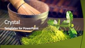  Presentation with organic tea - Theme consisting of matcha organic green matcha tea background and a violet colored foreground