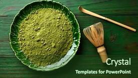  Presentation with matcha - Cool new PPT theme with matcha tea powder bamboo whisk backdrop and a tawny brown colored foreground