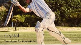  Presentation with cricketer - Audience pleasing presentation design consisting of matchday - full length of cricketer playing backdrop and a yellow colored foreground