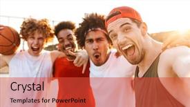  Presentation with photo of armed men - Slides having matchday - photo closeup of young sporty background and a red colored foreground