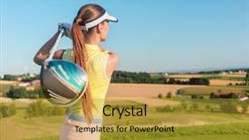  Presentation with driver - Beautiful theme featuring matchday - young woman holding a driver backdrop and a gold colored foreground