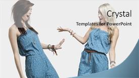  Presentation with two black women - Cool new PPT layouts with matching - two surprised women wearing similar backdrop and a white colored foreground