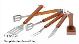  Presentation with utensils - Slide deck having matching barbecue utensils background and a white colored foreground