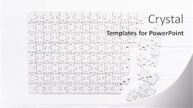  Presentation with puzzly pieces flying in - PPT theme with matching-pieces-of-empty-puzzle background and a white colored foreground