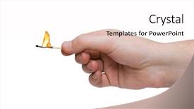  Presentation with waiter hand in white glove - Presentation theme with matchstick - hand and match isolated background and a white colored foreground