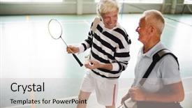  Presentation with badminton - Beautiful presentation featuring mate after game of badminton backdrop and a light gray colored foreground