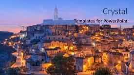  Presentation with dawn - Slide set consisting of matera-italy-ancient-hilltop-town background and a light blue colored foreground