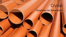  Presentation with pipes - Audience pleasing PPT theme consisting of material construction - drainage pipes backdrop and a coral colored foreground