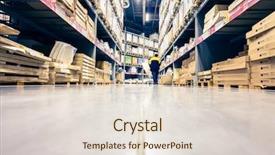  Presentation with data warehouse cubes - Amazing presentation design having material construction - large furniture warehouse backdrop and a lemonade colored foreground