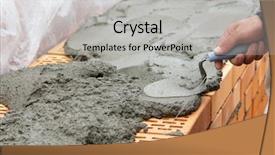  Presentation with construction red - Slides featuring material construction - laying of red bricks background and a light gray colored foreground