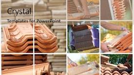  Presentation with mosaic - PPT theme consisting of material construction - mosaic of terracotta roof tiles background and a coral colored foreground