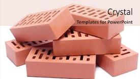  Presentation with white bricks - PPT theme consisting of material construction - pile of perforated bricks background and a coral colored foreground
