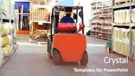  Presentation with wholesale - Theme with material construction - stacking truck in wholesale warehouse background and a red colored foreground