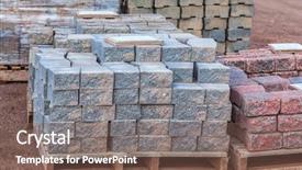  Presentation with material concrete - Slide set with material construction - stacks of various colored concrete background and a violet colored foreground