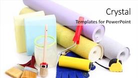  Presentation with glue - Slide set consisting of material construction - wallpaper and accessories for glue background and a white colored foreground