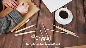  Presentation with notepad - Presentation design with material design - image of cup of coffee background and a tawny brown colored foreground