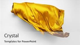  Presentation with material flow - Theme featuring material flow - abstract piece of yellow fabric background and a white colored foreground