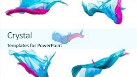  Presentation with material flow - PPT layouts consisting of material flow - abstract pieces of fabric flying background and a  colored foreground