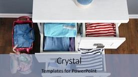  Presentation with chest - Audience pleasing slide deck consisting of wooden chest of drawer backdrop and a coral colored foreground