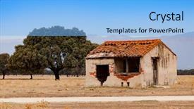  Presentation with old house - Cool new presentation design with house with the roof collapse backdrop and a light blue colored foreground