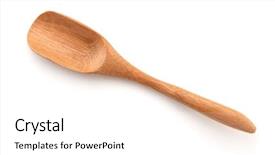  Presentation with analysis risk top view - Presentation theme featuring ladle - top view of wooden spoon background and a white colored foreground