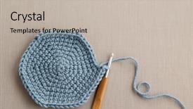  Presentation with crochet - Slides consisting of material handling equipment - blue wool with crochet hook background and a soft green colored foreground